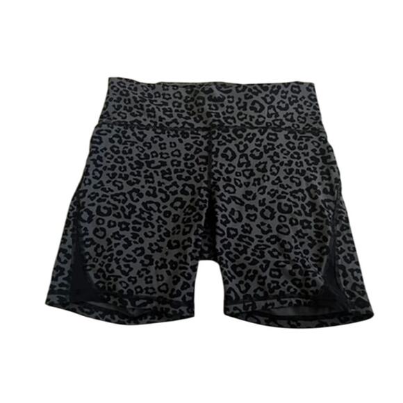 CRZ Yoga animal print black gray fitted biker shorts sz Large - Picture 1 of 5